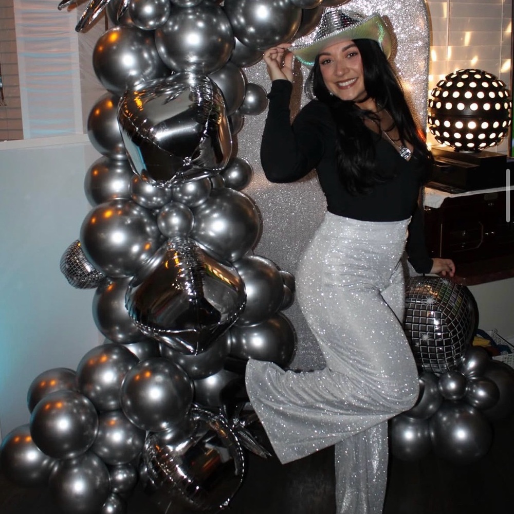 Silver Glitter Flare Pants
